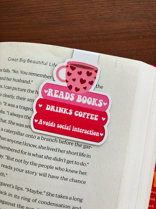 Books & Coffee Lover Magnetic Bookmark